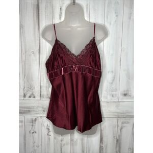 INC INTL CONCEPTS SILK LACE VELVET Y2K MAROON CAMI TANK TOP FAIRY WHIMSY GOTH 14